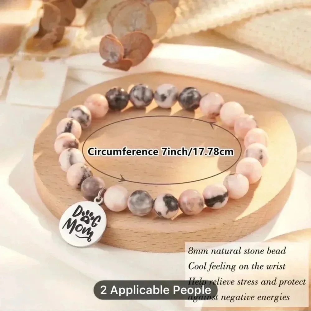 Dog Mom Bracelet Pink Gray Black